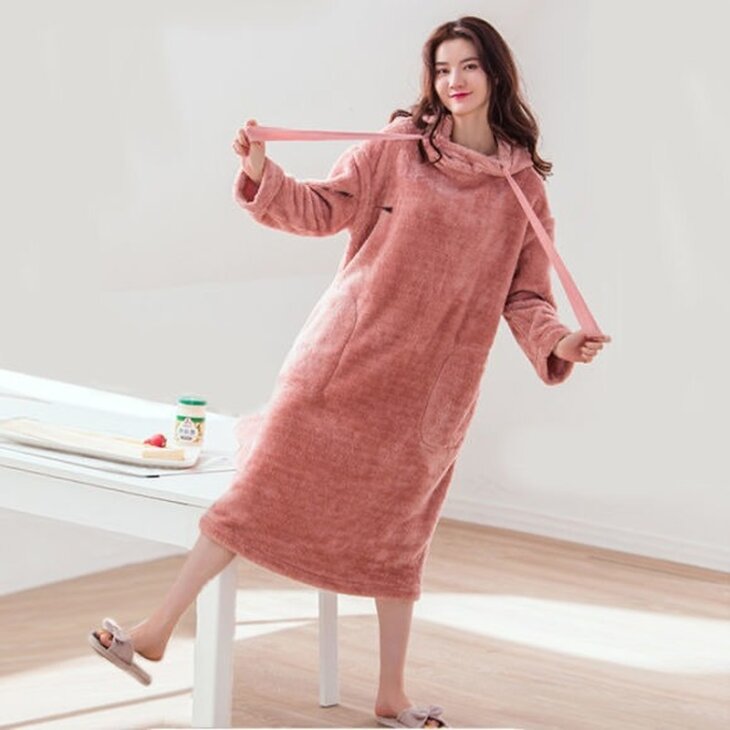 Coral Velvet Pajamas Women Wear Hoodies - Image 4