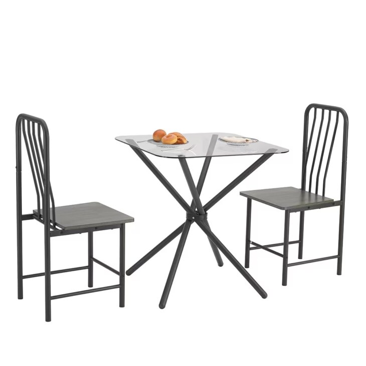Metal Chair For Home Office Kitchen Dining Room, Black & Brown - Image 2