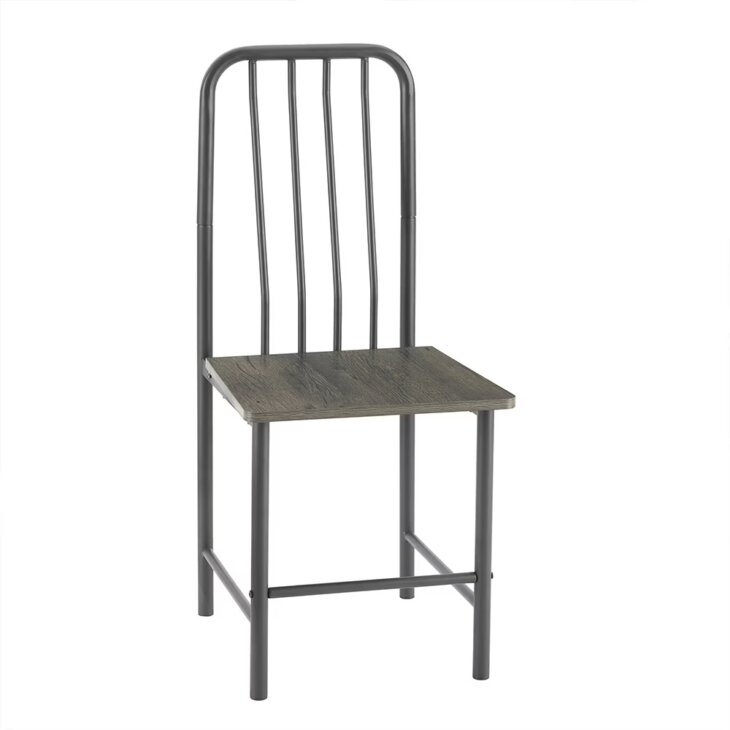 Metal Chair For Home Office Kitchen Dining Room, Black & Brown - Image 3