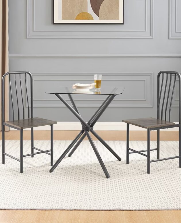Metal Chair For Home Office Kitchen Dining Room, Black & Brown