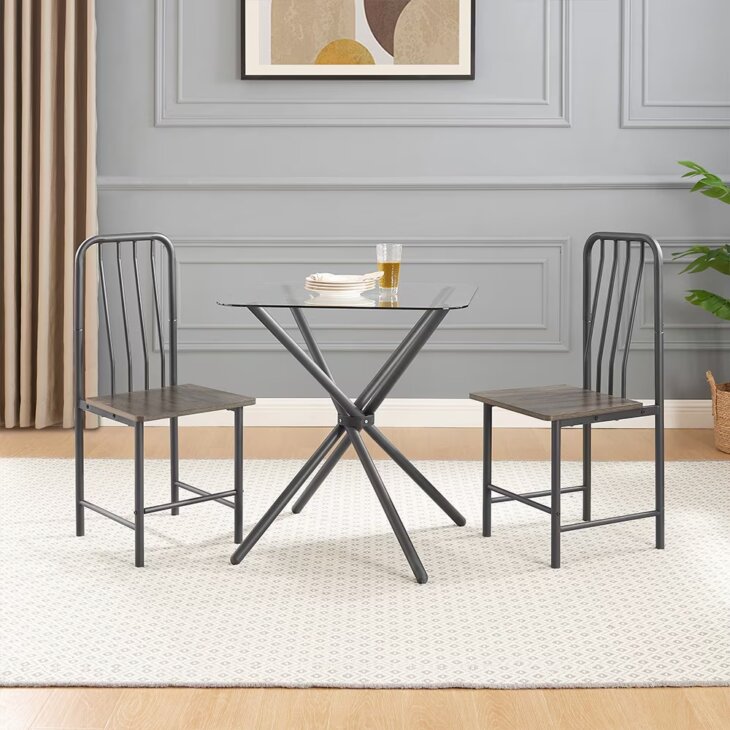 Metal Chair For Home Office Kitchen Dining Room, Black & Brown