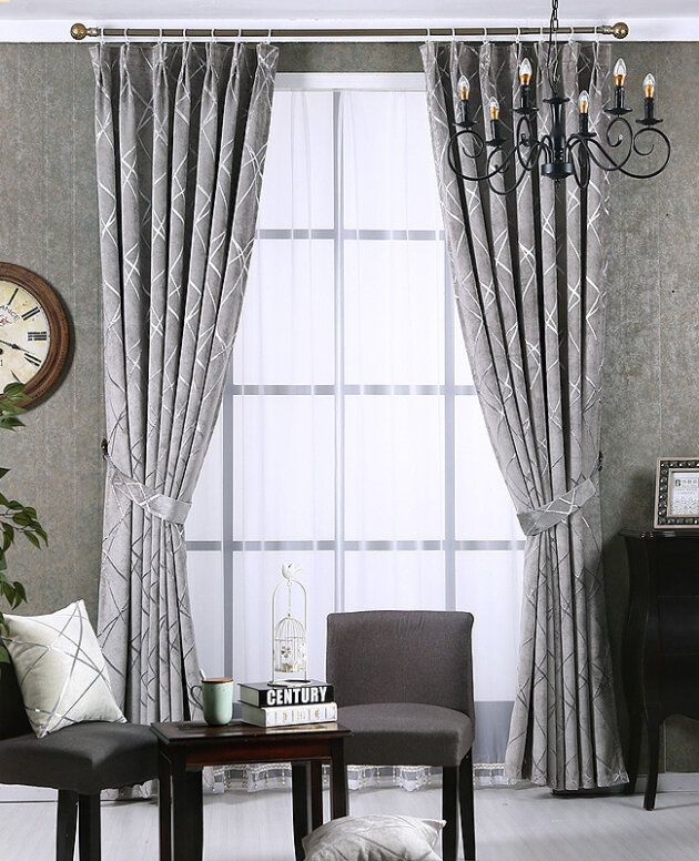 Living Room Chenille Blackout Curtains