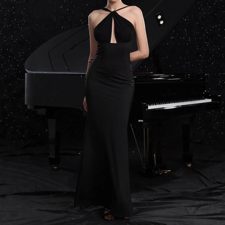 Elegant Pearl Stitching Split Dress - Image 2