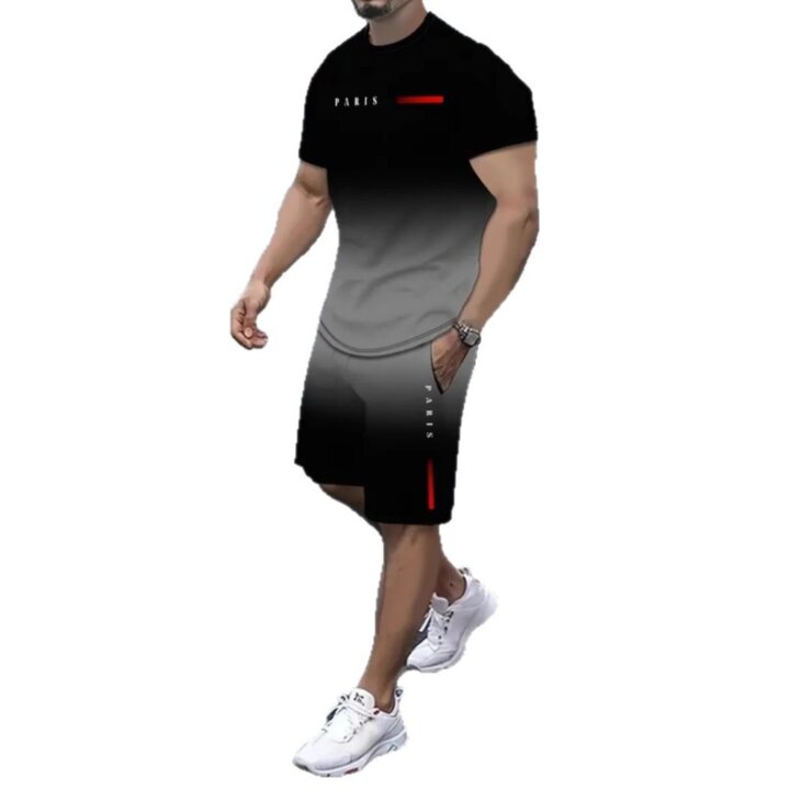 Printed Short-sleeved Shorts T-shirt Suit - Image 4